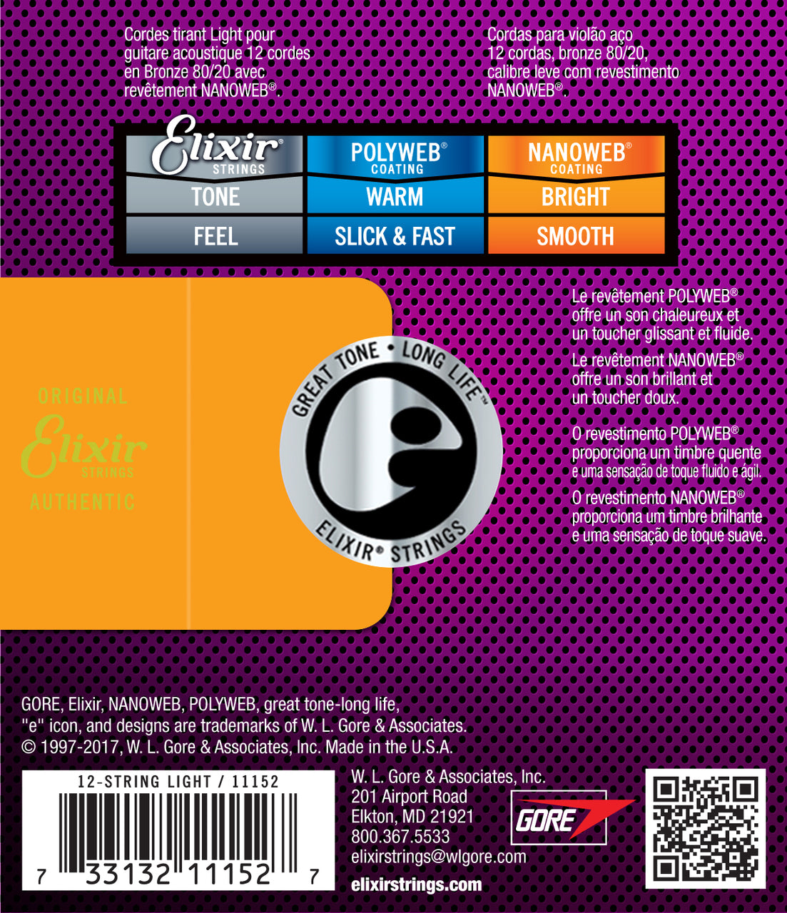 Elixir 11152 Acoustic Nano 12st Light 10-47