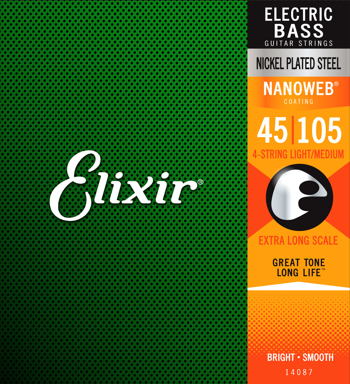 Elixir 14087 Bass Nano Xtra Long Scale Bass Strings - Light Medium 45-105