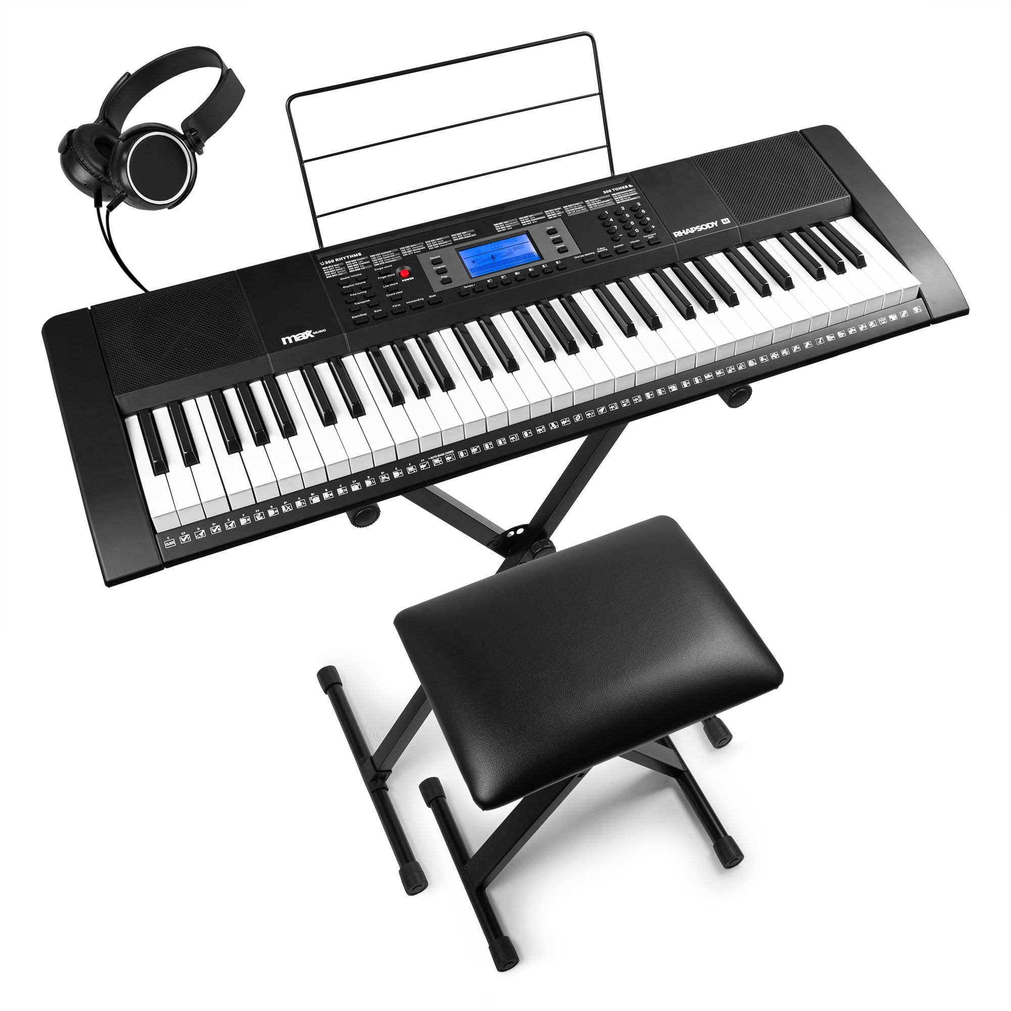 MAX Rhapsody 61 Keyboard with Stand, Bench & Headphones