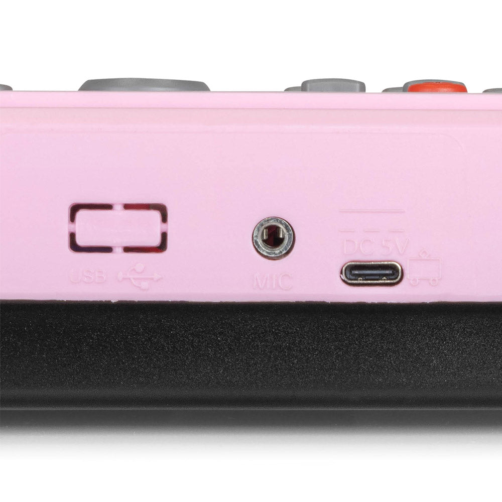 MAX KD49P Pink Electronic Keyboard 49-Keys with Built-In Rechargeable Battery