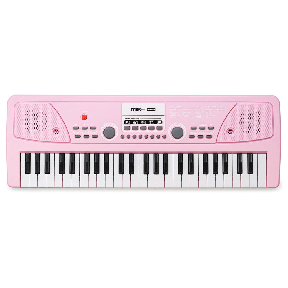 MAX KD49P Pink Electronic Keyboard 49-Keys with Built-In Rechargeable Battery