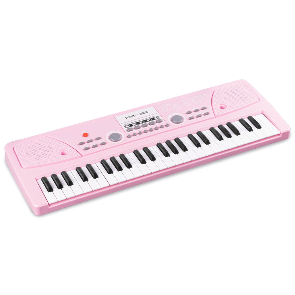 MAX KD49P Pink Electronic Keyboard 49-Keys with Built-In Rechargeable Battery