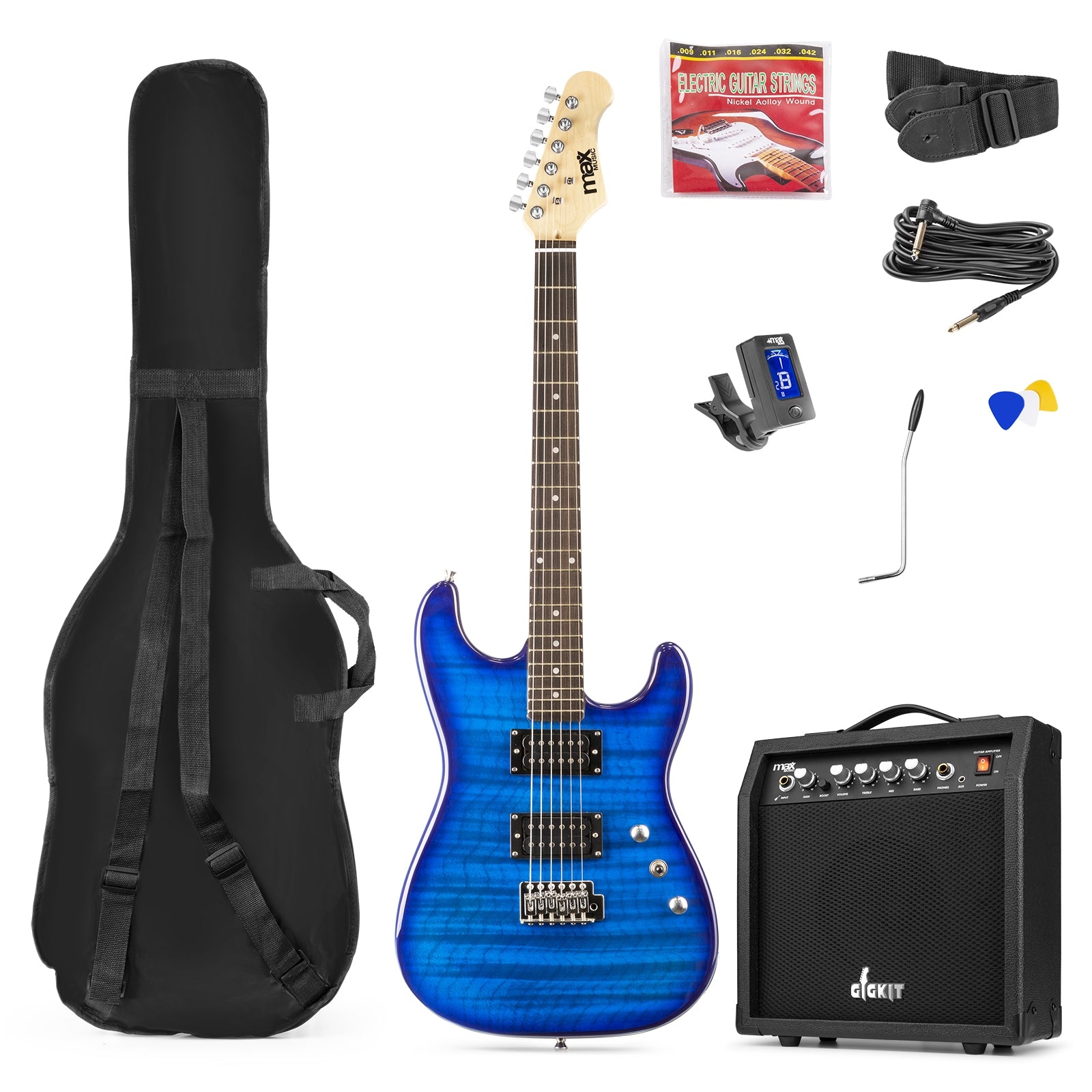Max GigKit Electric Guitar Pack Quilted Style - Dark Blue